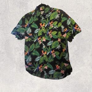 Old Navy Men's Black Tropical Print Shirt
